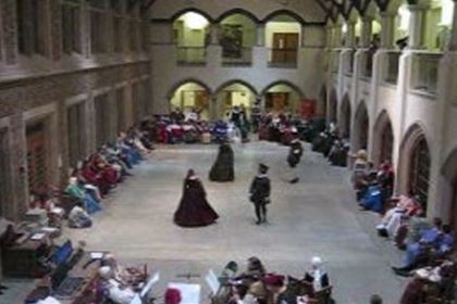Photo of dancers performing in an atrium