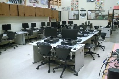 Photo of computers in a classroom