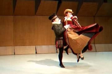 Photo of me dancing the Volta with Anna Mansbridge