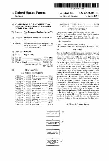 Image of patent 6810410 cover page
