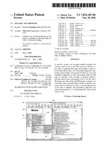 Image of patent 7032183 cover page