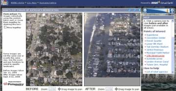 Screenshot showing before/after photos of New Orleans