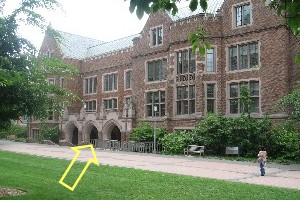 Photo showing entrance to Mary Gates Hall